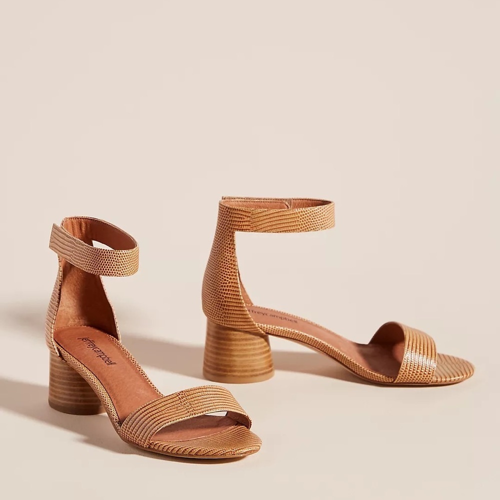 Jeffery Campbell Issa Block Heeled Brown Leather Strap Sandals